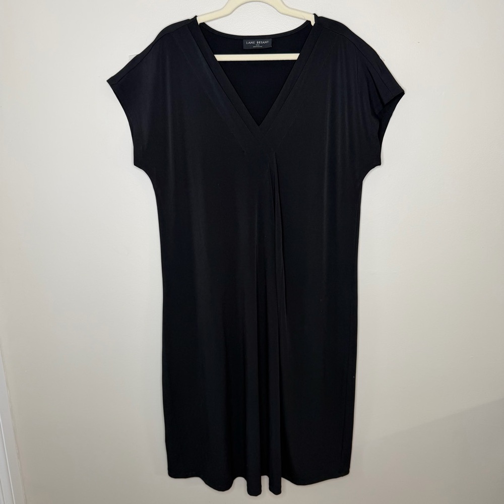 Lane Bryant Black Midi V-Neck Dress